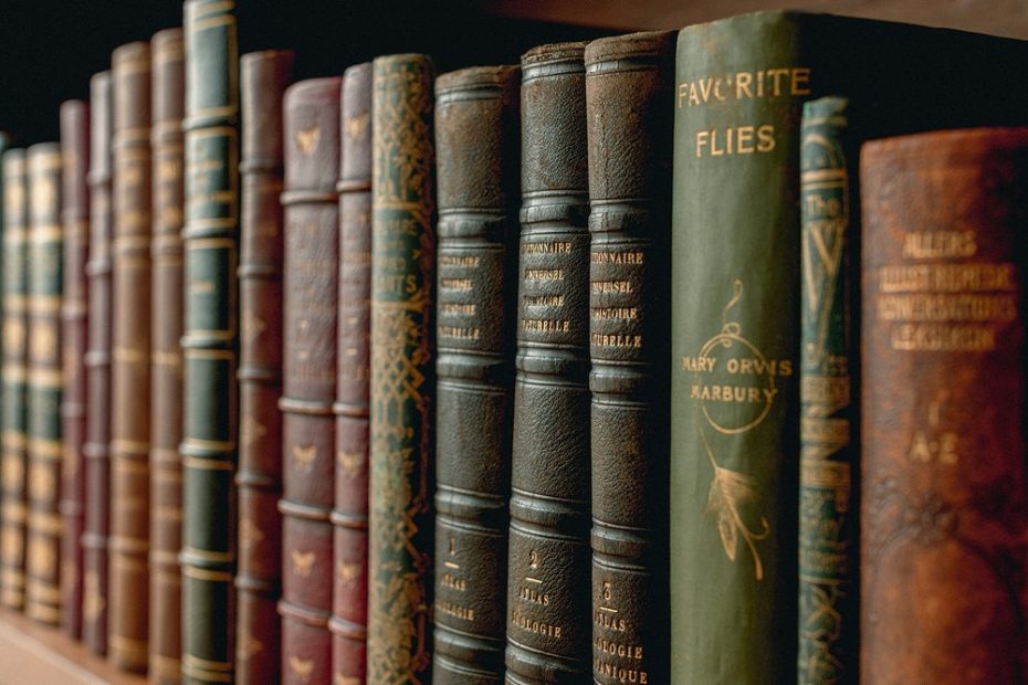 A row of old books